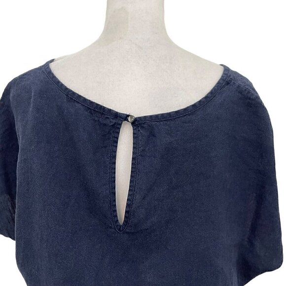 J.Crew Linen Blend V-Neck Relaxed Jumpsuit Playsuit Preppy Navy Blue size Small - Picture 9 of 11